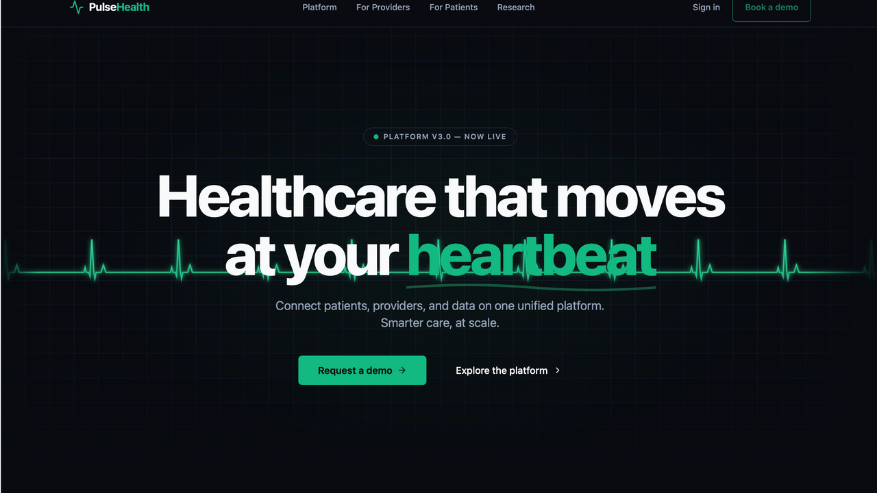 HealthTech Landing Page — Pulse Health  template preview