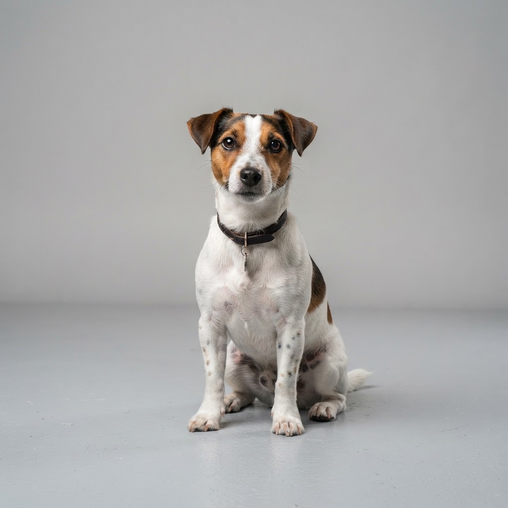 Jack Russell Terrier sitting in studio