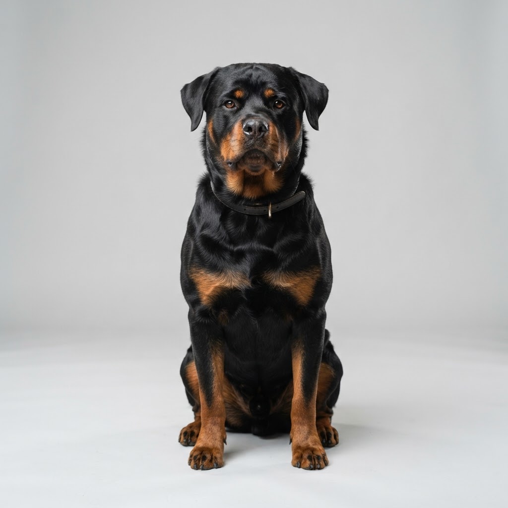 Rottweiler sitting in studio