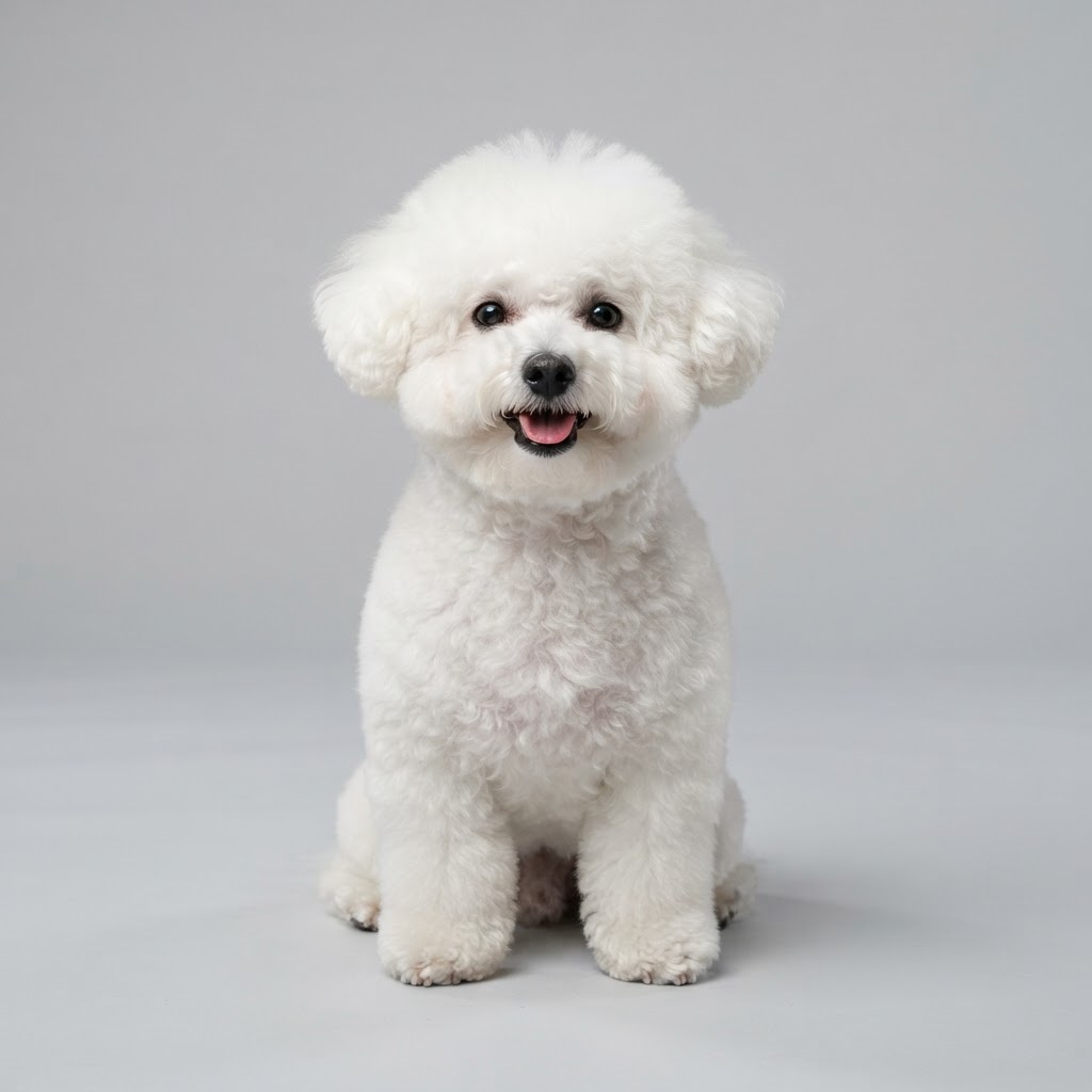 Bichon Frise sitting in studio