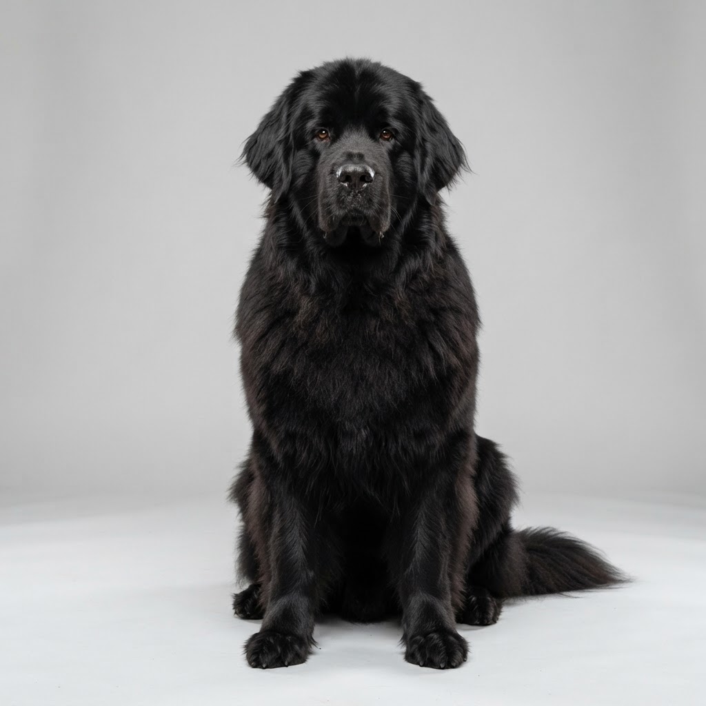 Newfoundland sitting in studio
