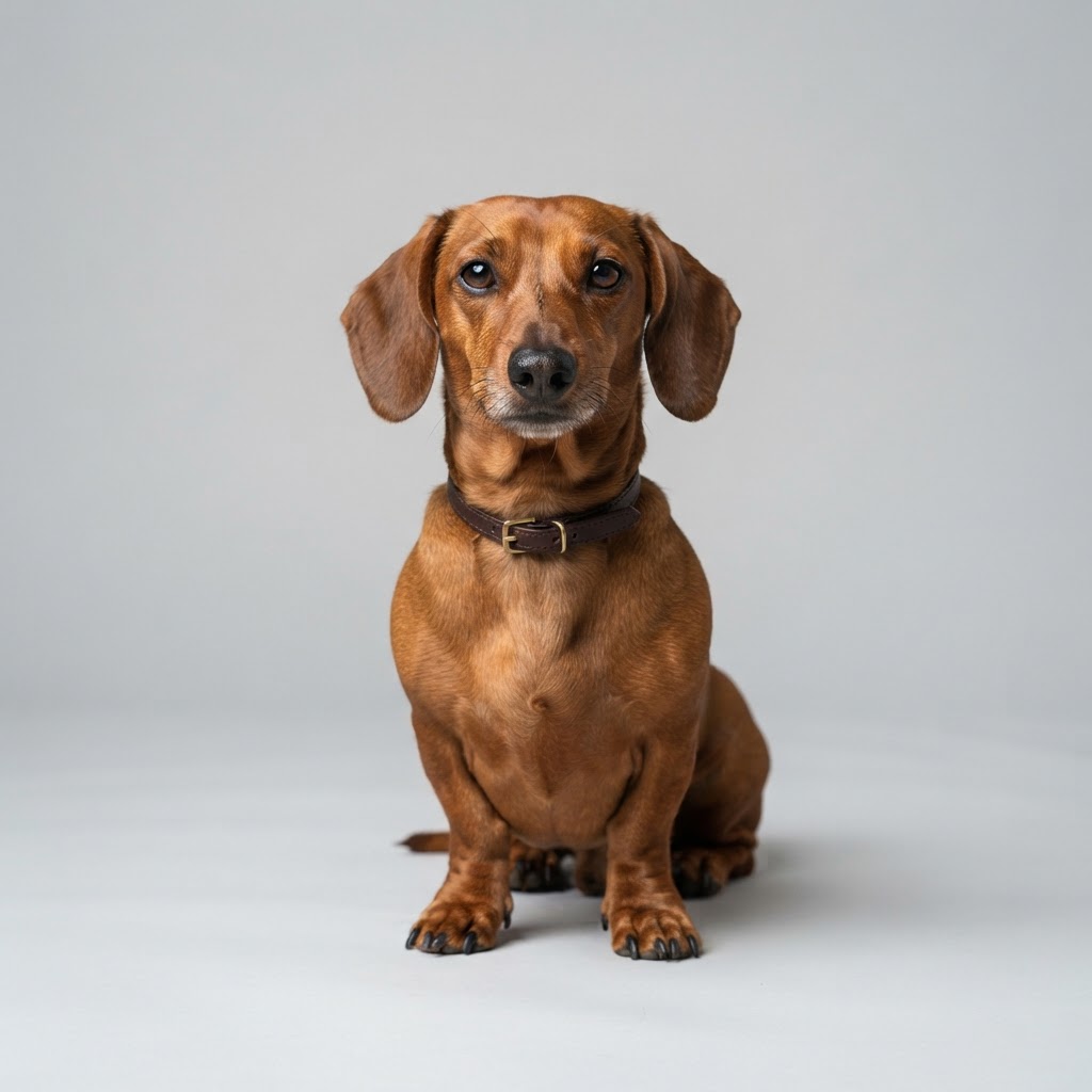 Dachshund sitting in studio
