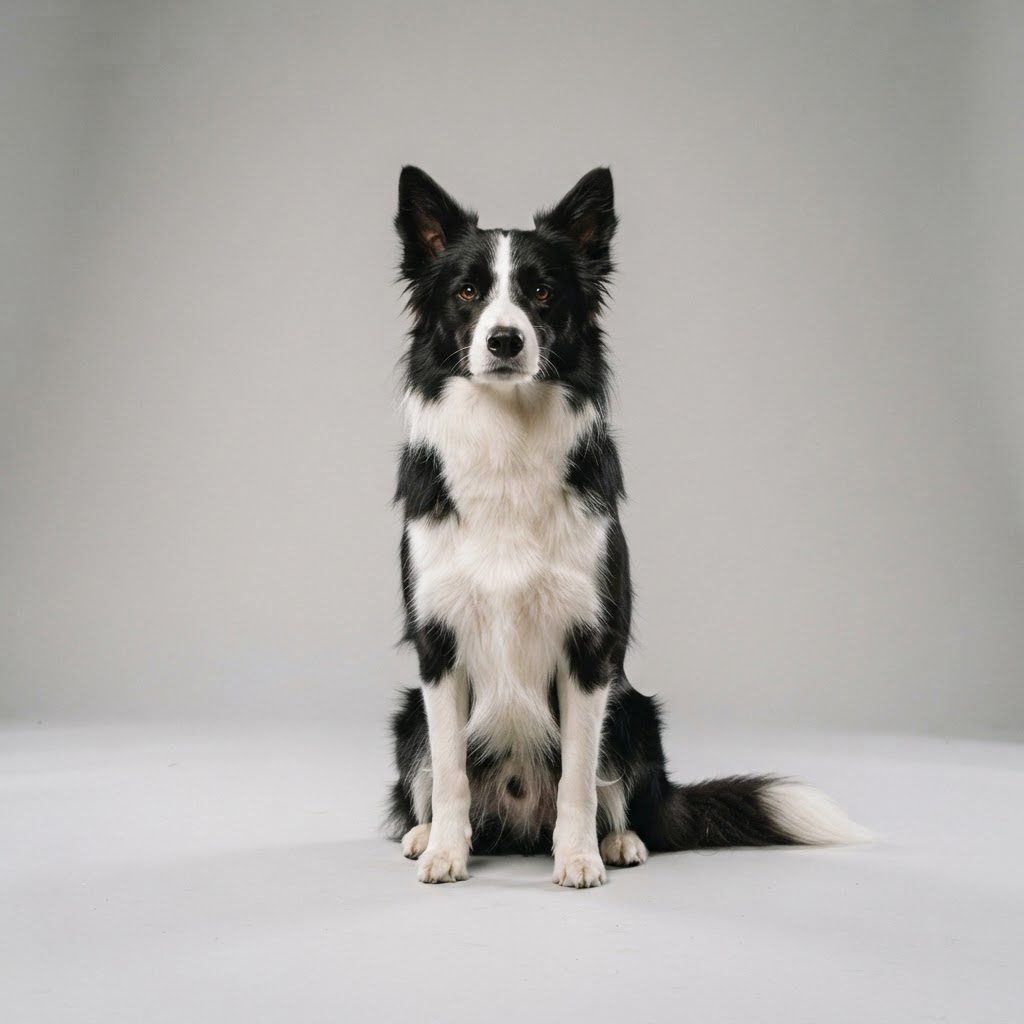 Border Collie sitting in studio
