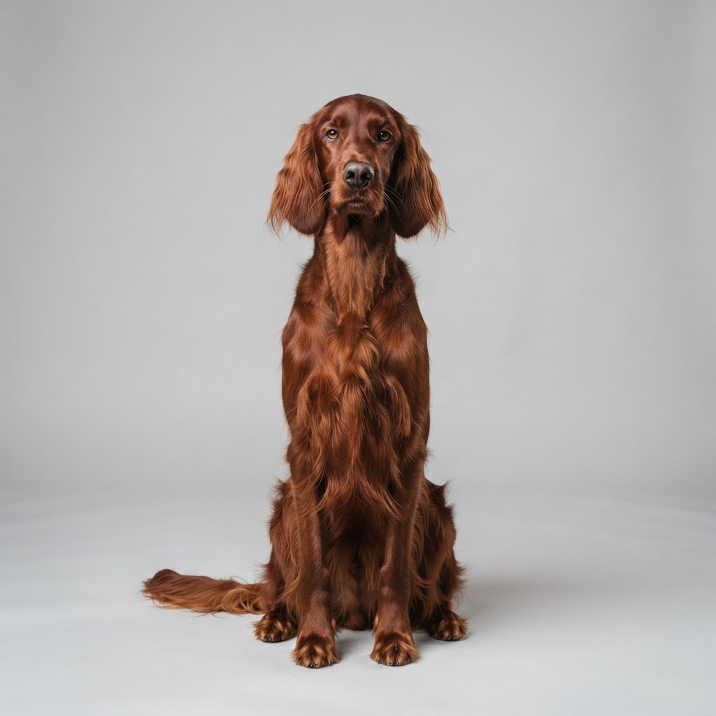 Irish Setter sitting in studio