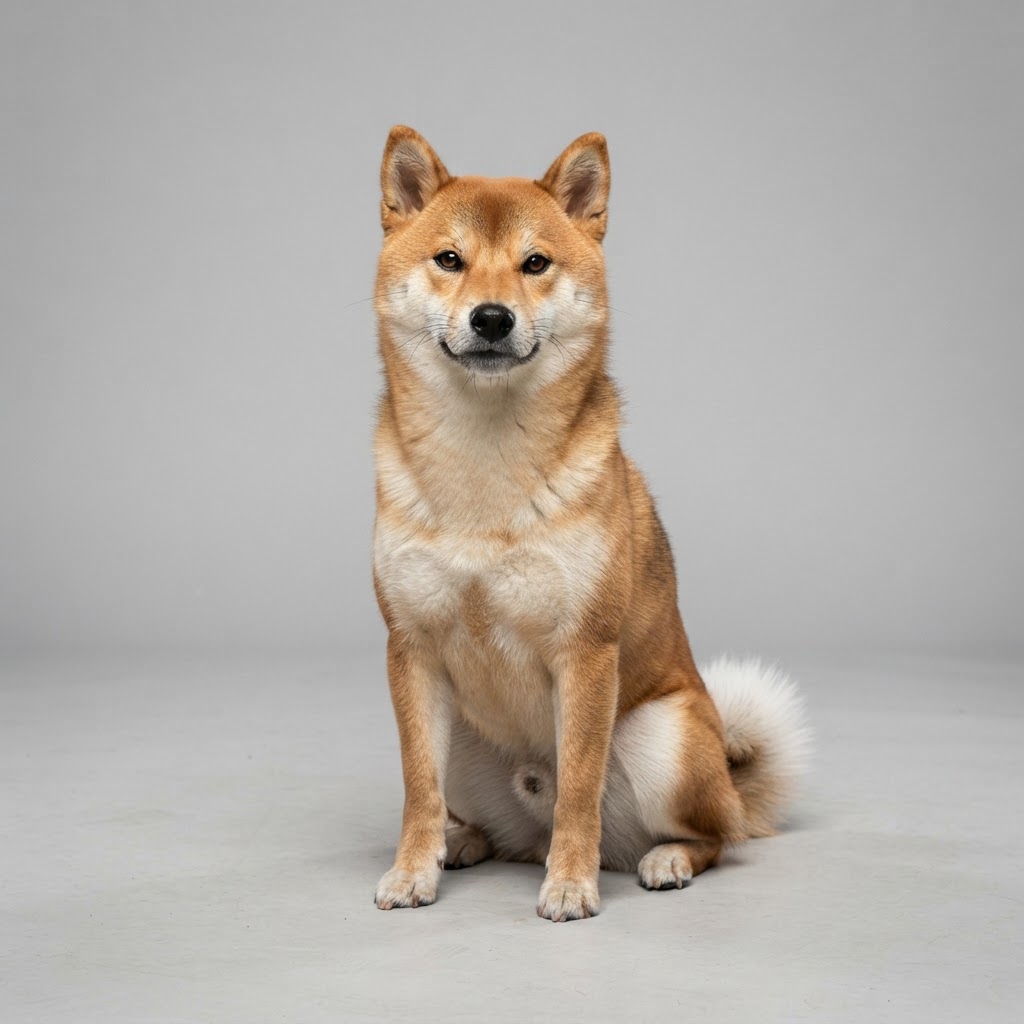 Shiba Inu sitting in studio
