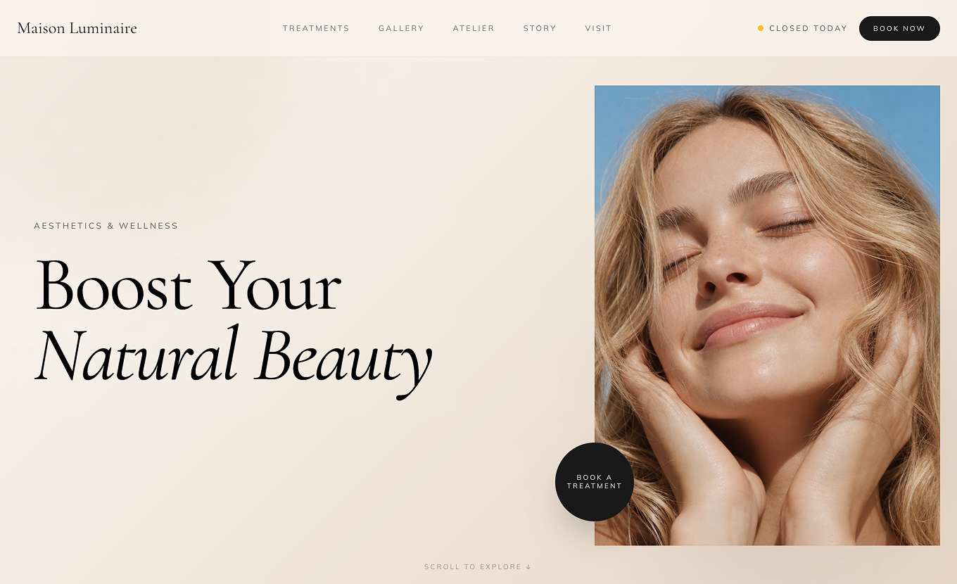 Beauty salon booking page template