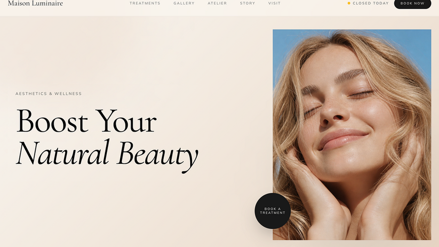 Beauty salon booking page template