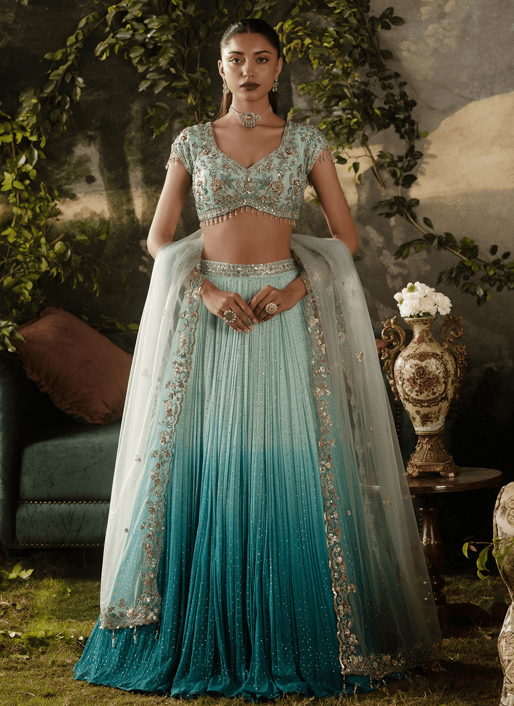 Blue ombre lehenga