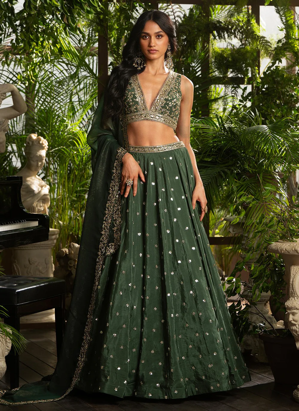 Emerald green lehenga