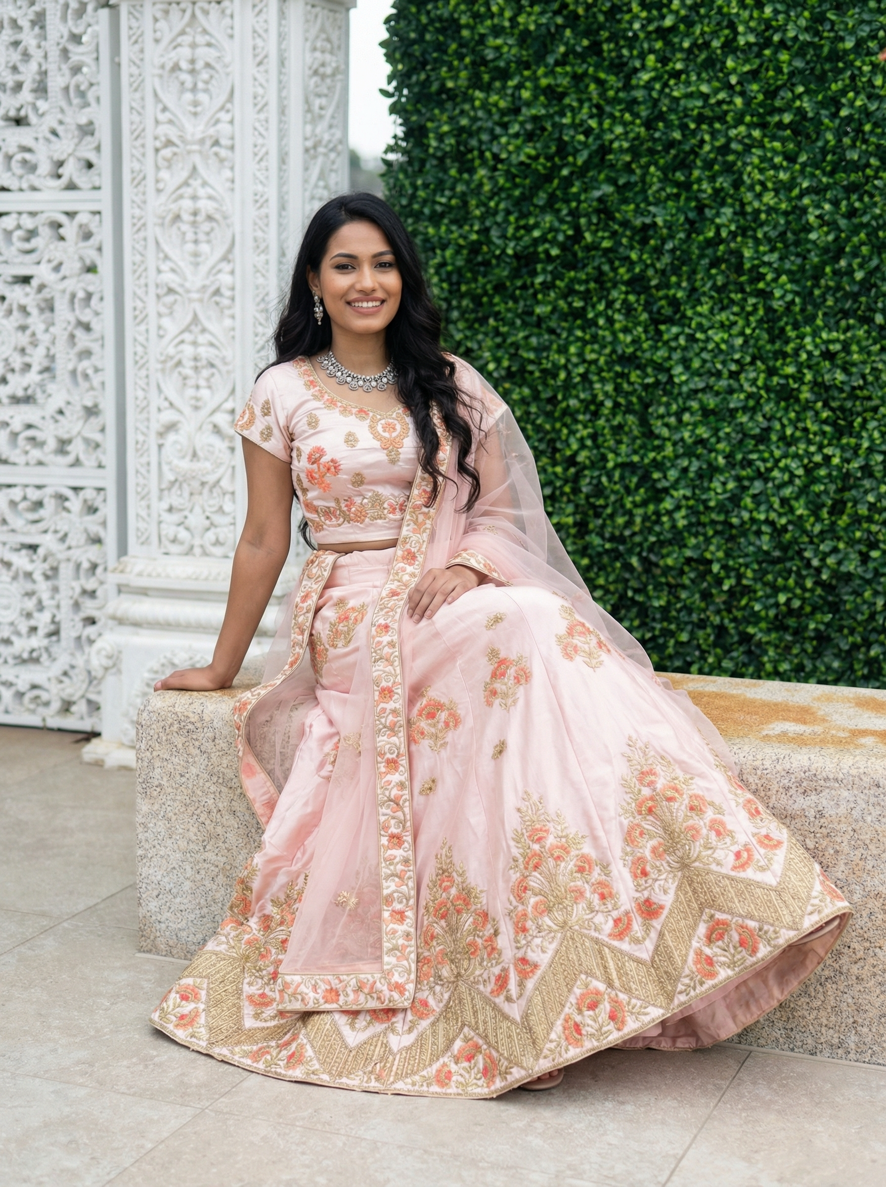 Pink floral lehenga