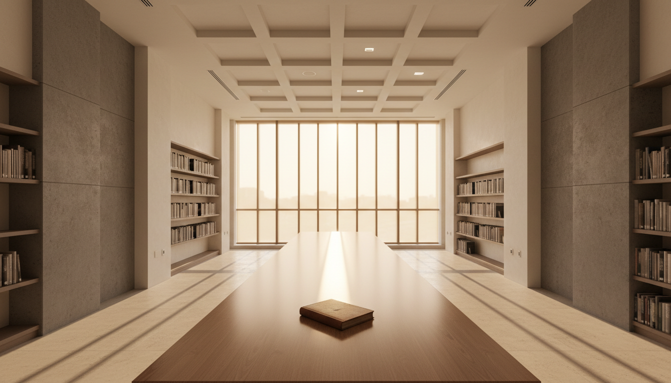 Biblioteca moderna con luce naturale