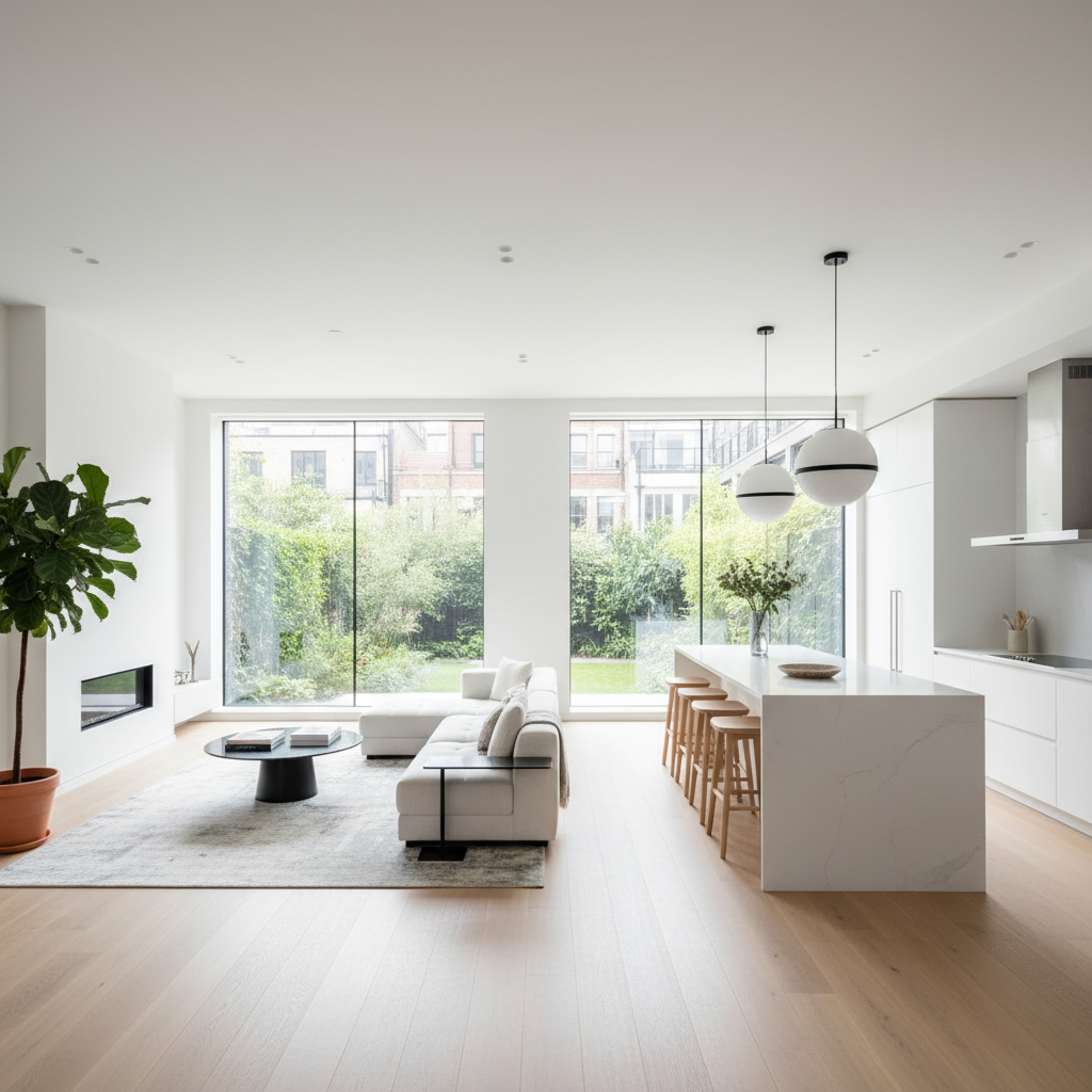 Bright modern open-plan living space