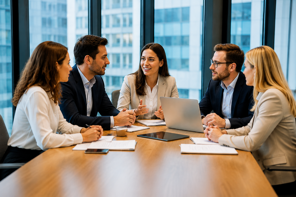 Team at a working meeting