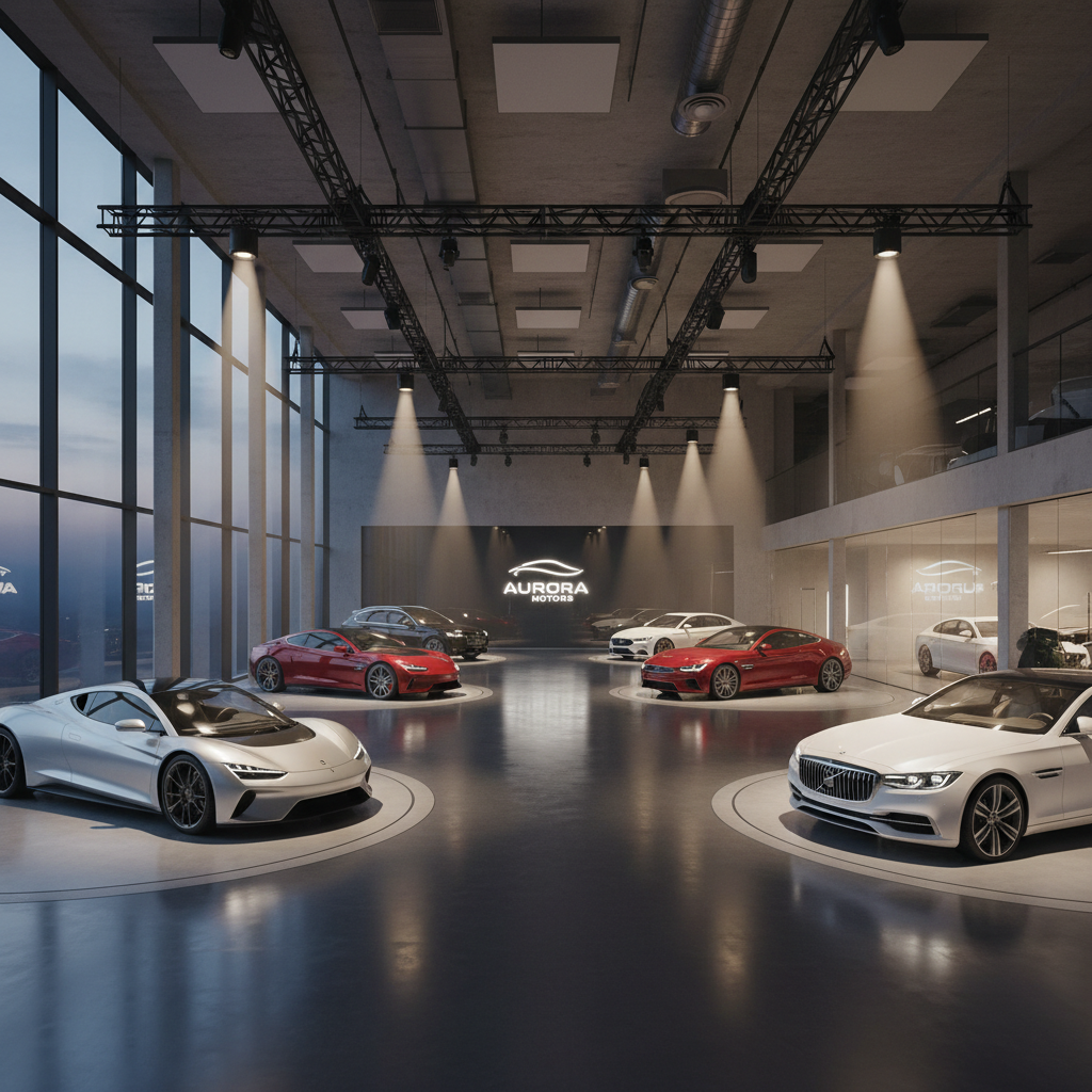 Showroom de la concession avec les voitures