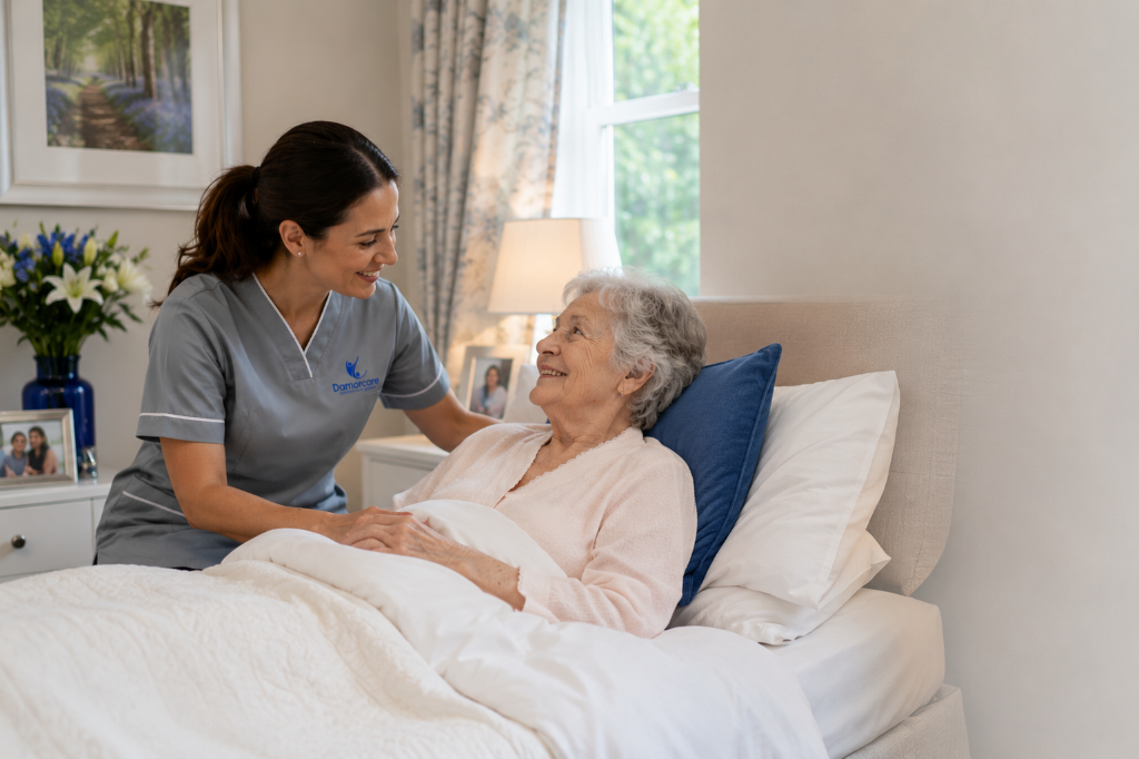 Damorcare carer with elderly woman at home
