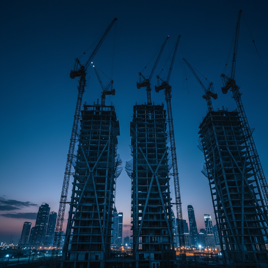 Dubai construction cranes and steel framework