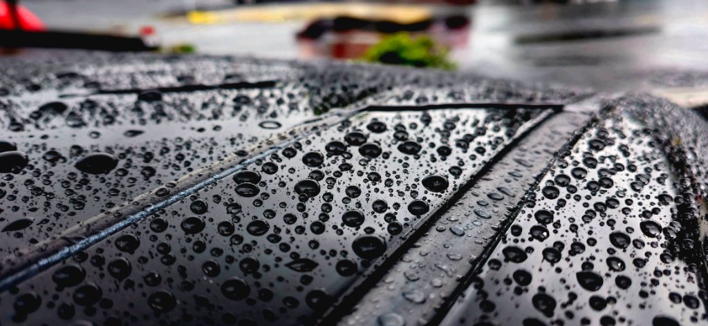 Hydrophobic water beading on ceramic-coated paint surface