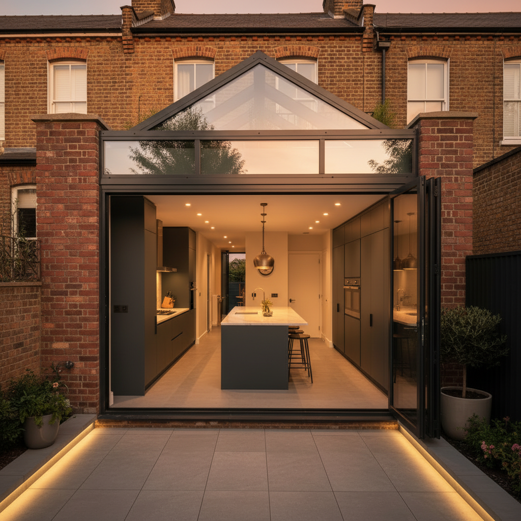 Full-width glazing door and threshold detail — Bexley Rear Extension, Bexley, DA5