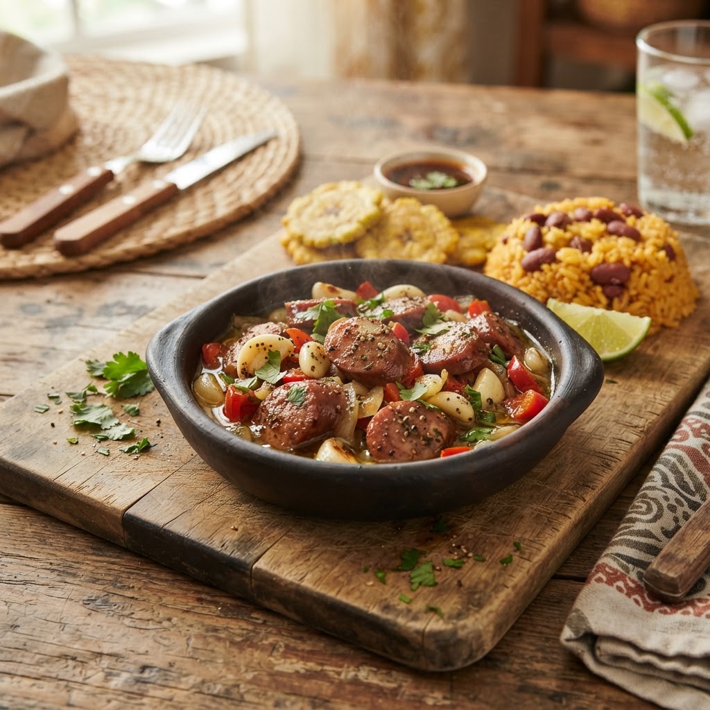 Salchichón de Pollo al Ajillo