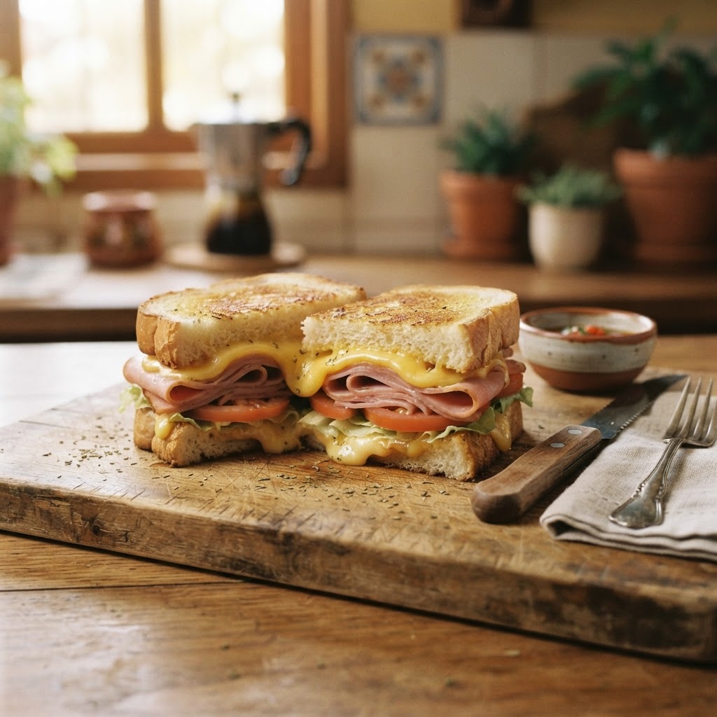 Sándwich de jamón y queso clásico