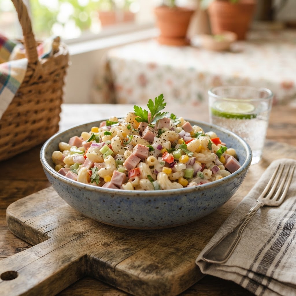 Ensalada de coditos con mortadela