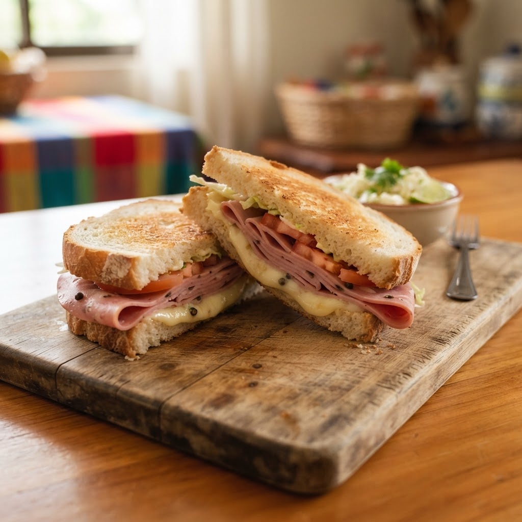 Sandwich de mortadela y queso