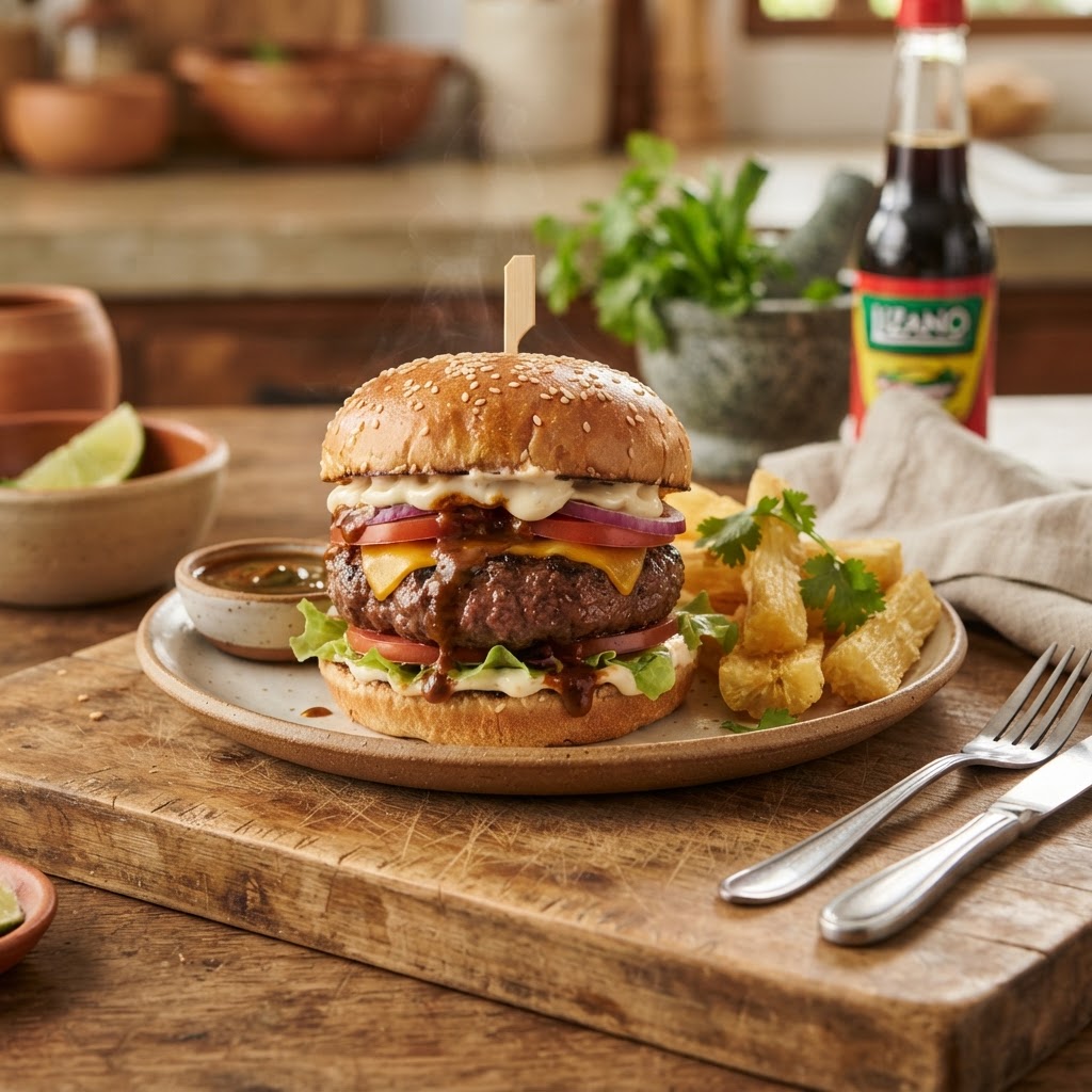 Hamburguesa con Salsa Lizano
