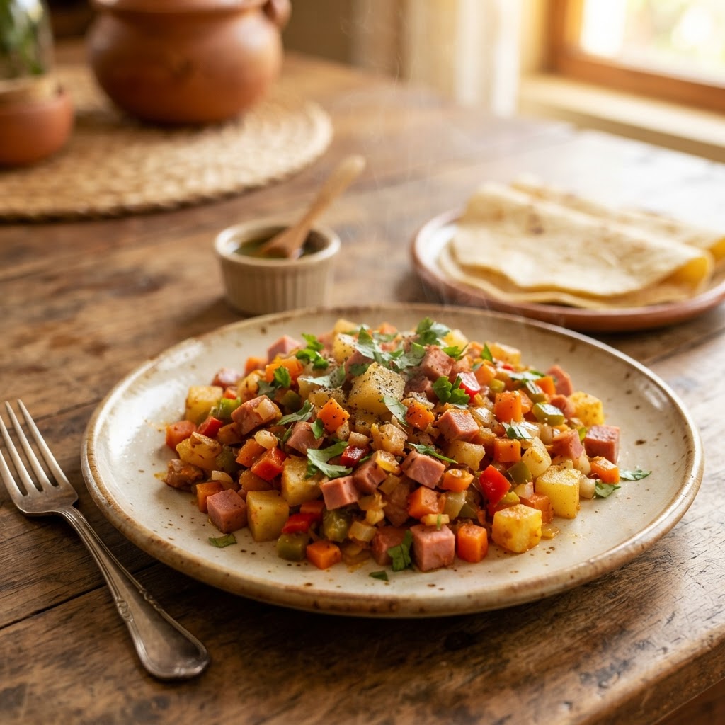 Picadillo de Mortadela y Papas