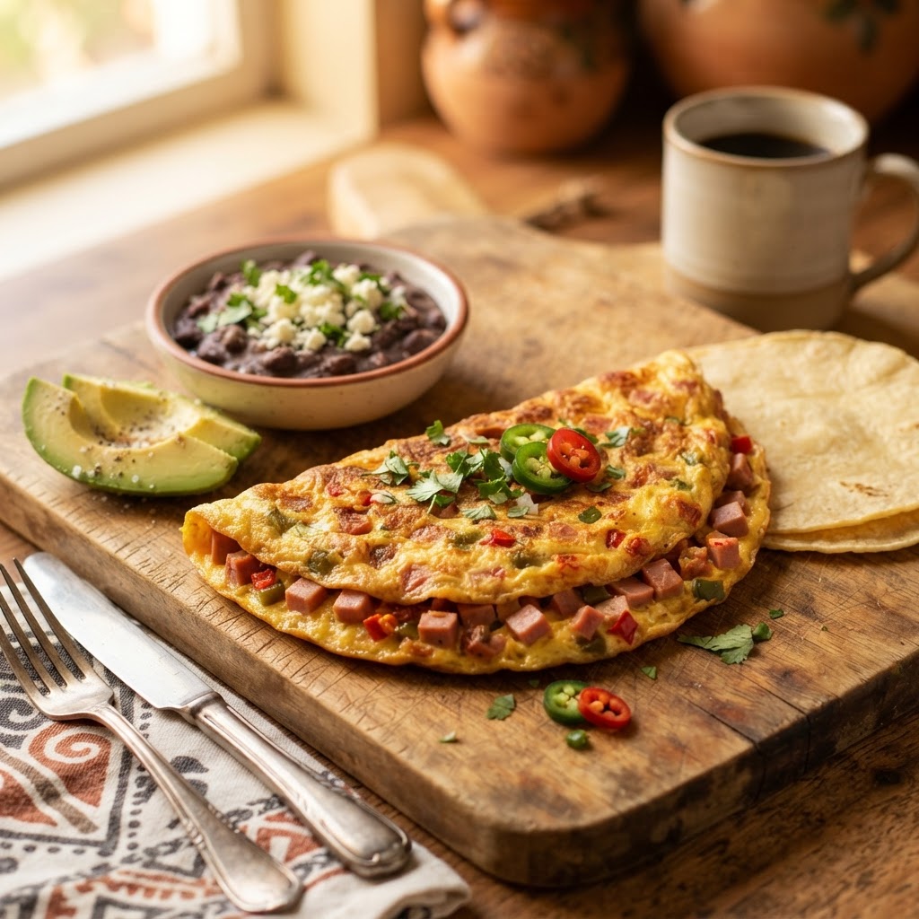 Tortilla de Huevo con Mortadela de Chile
