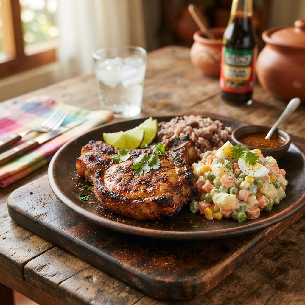 Chuleta Asada con Ensalada Rusa