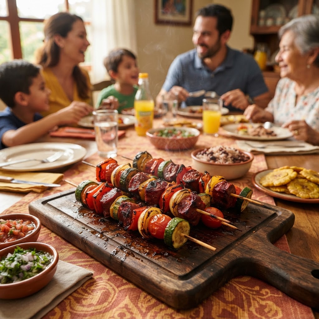 Brochetas de Chorizo y Vegetales