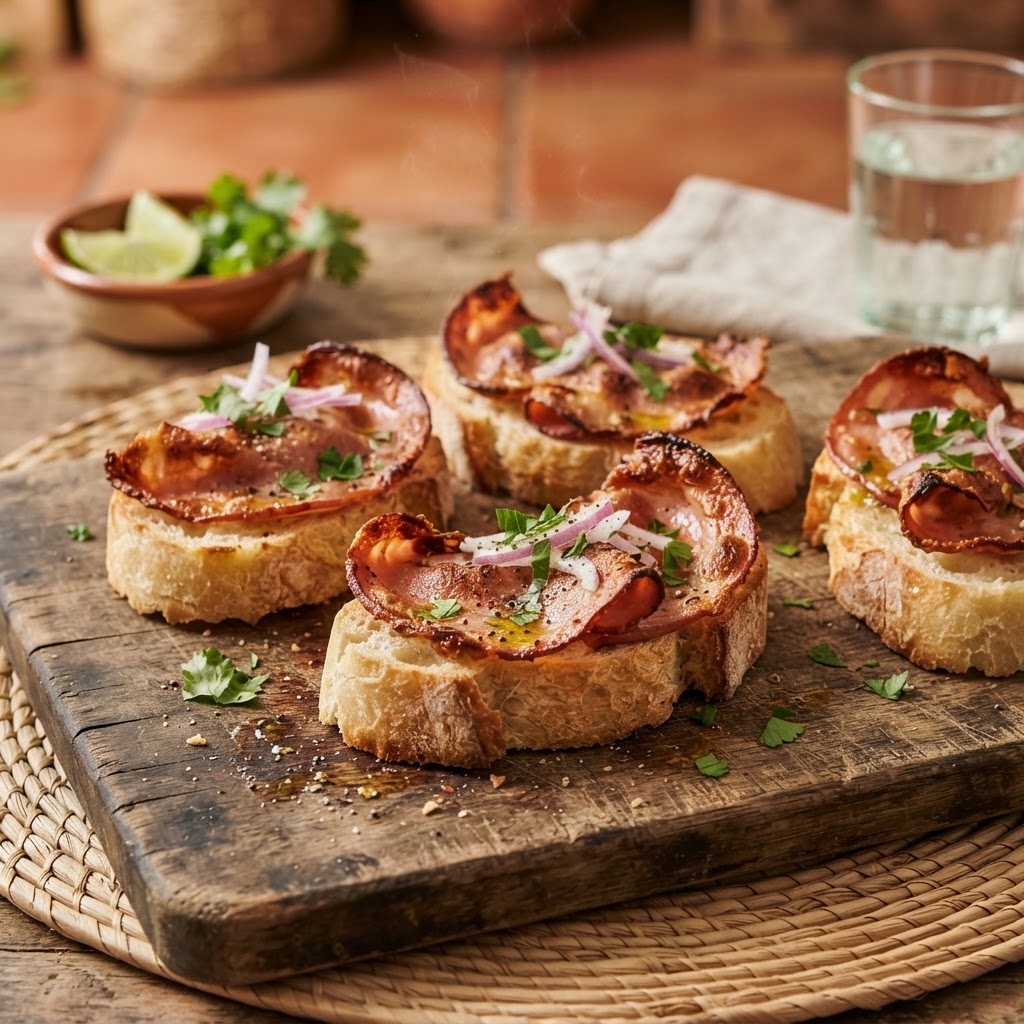 Tostadas de Mortadela Horneadas