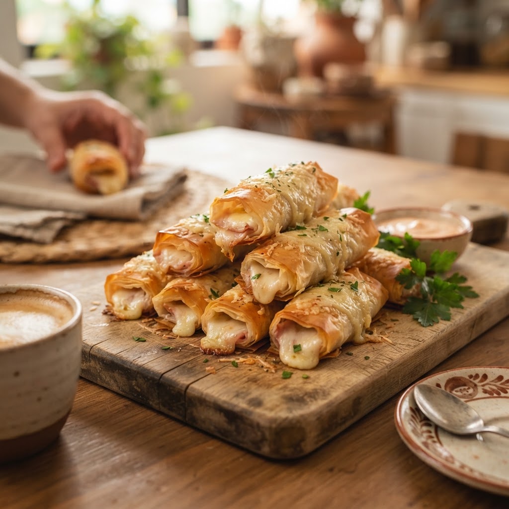 Arrolladitos de Jamón y Queso al Horno
