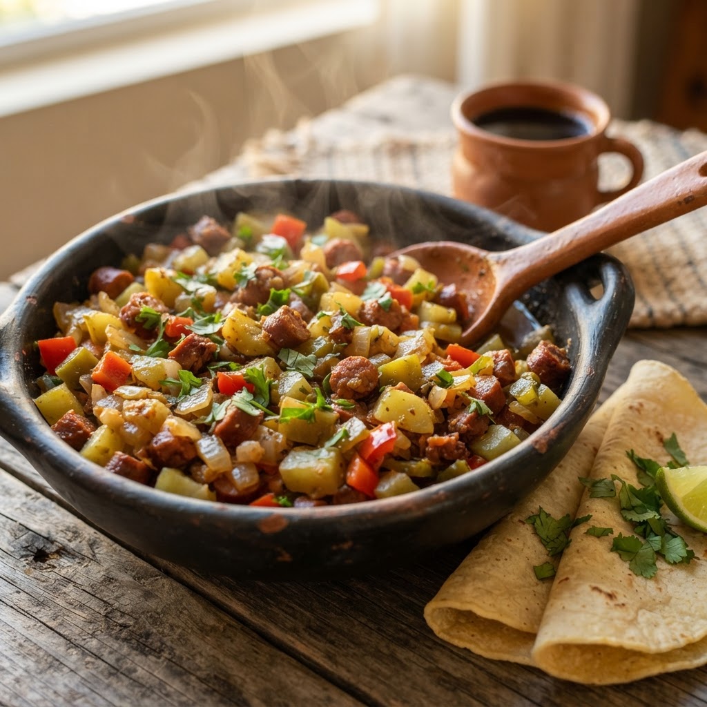 Picadillo de Salchicha y Chayote