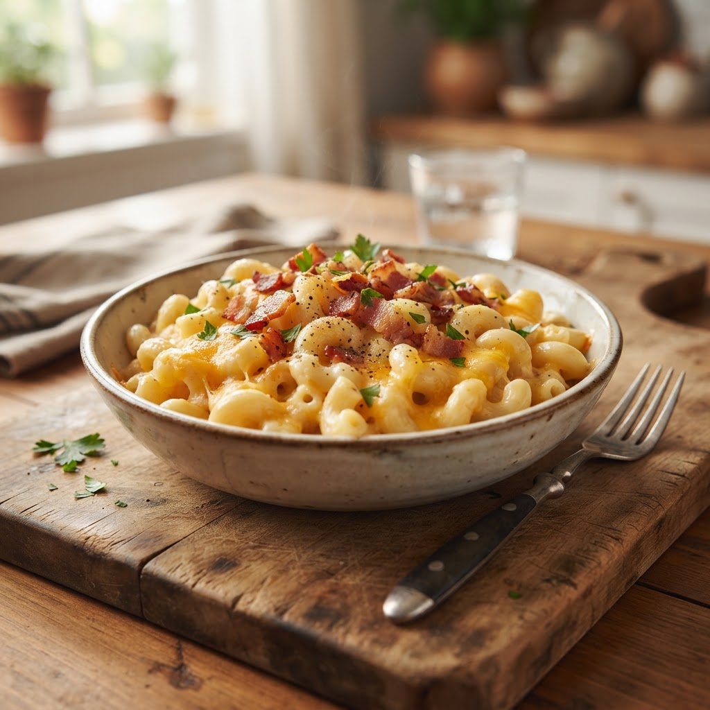 Macarrones con Queso y Tocineta