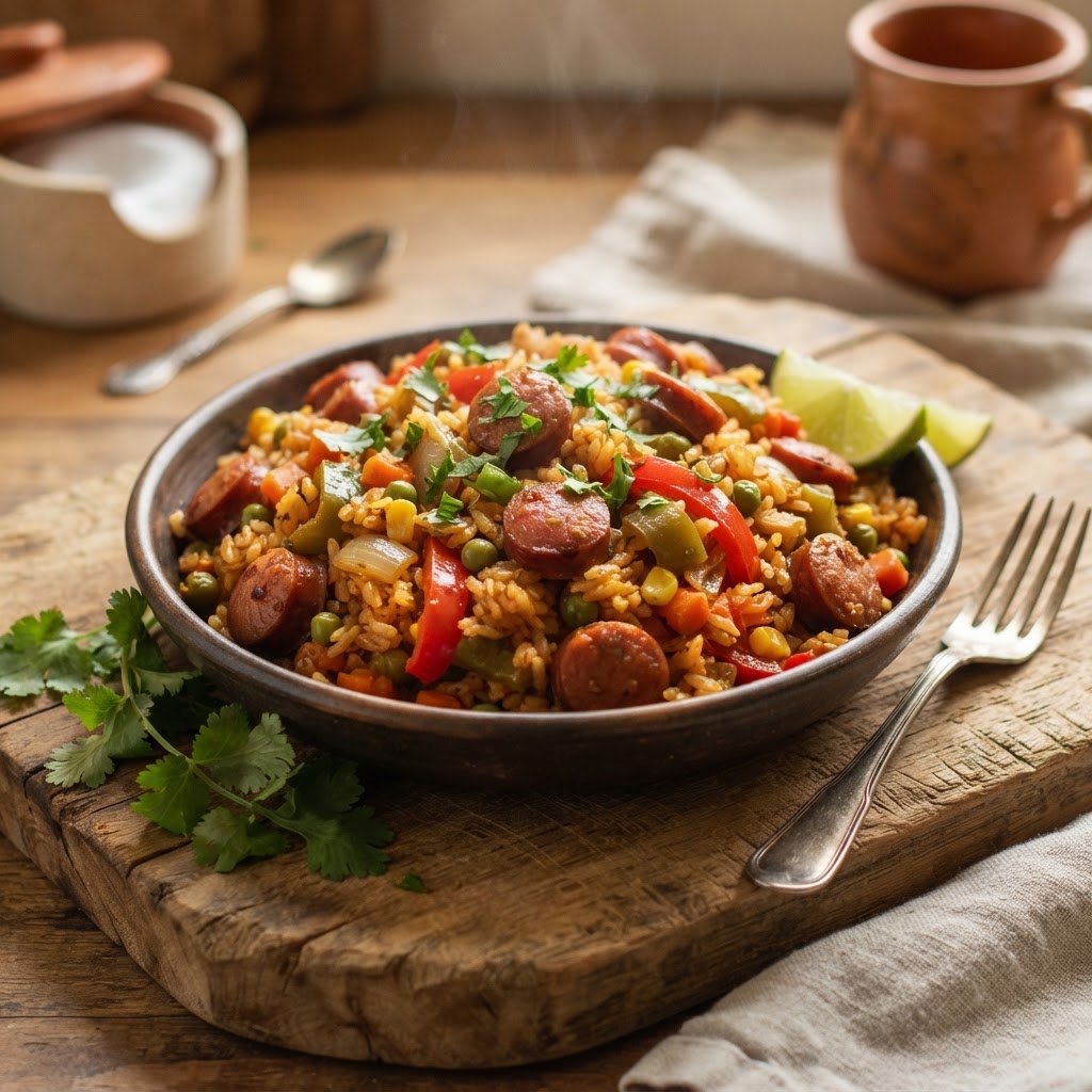 Arroz con Salchichas al Estilo del Valle