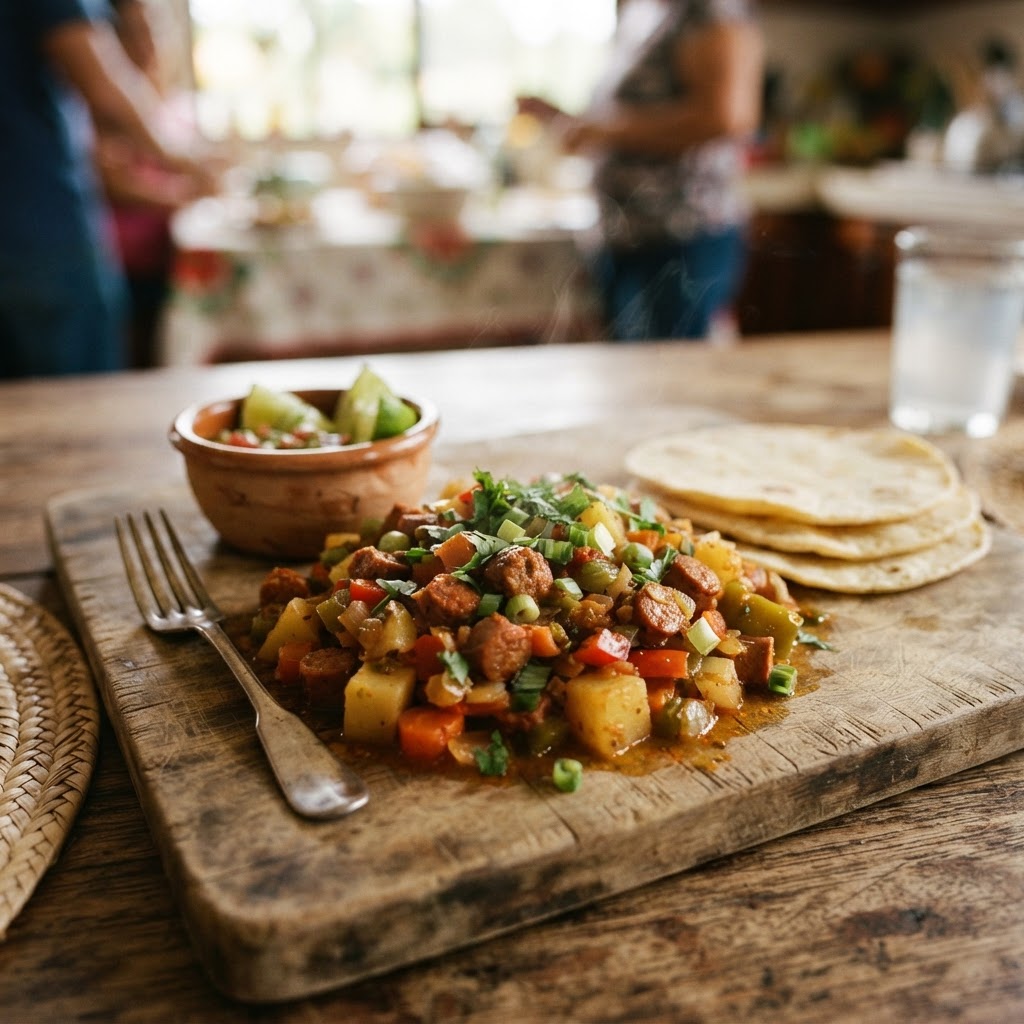 Picadillo de Salchicha y Papa