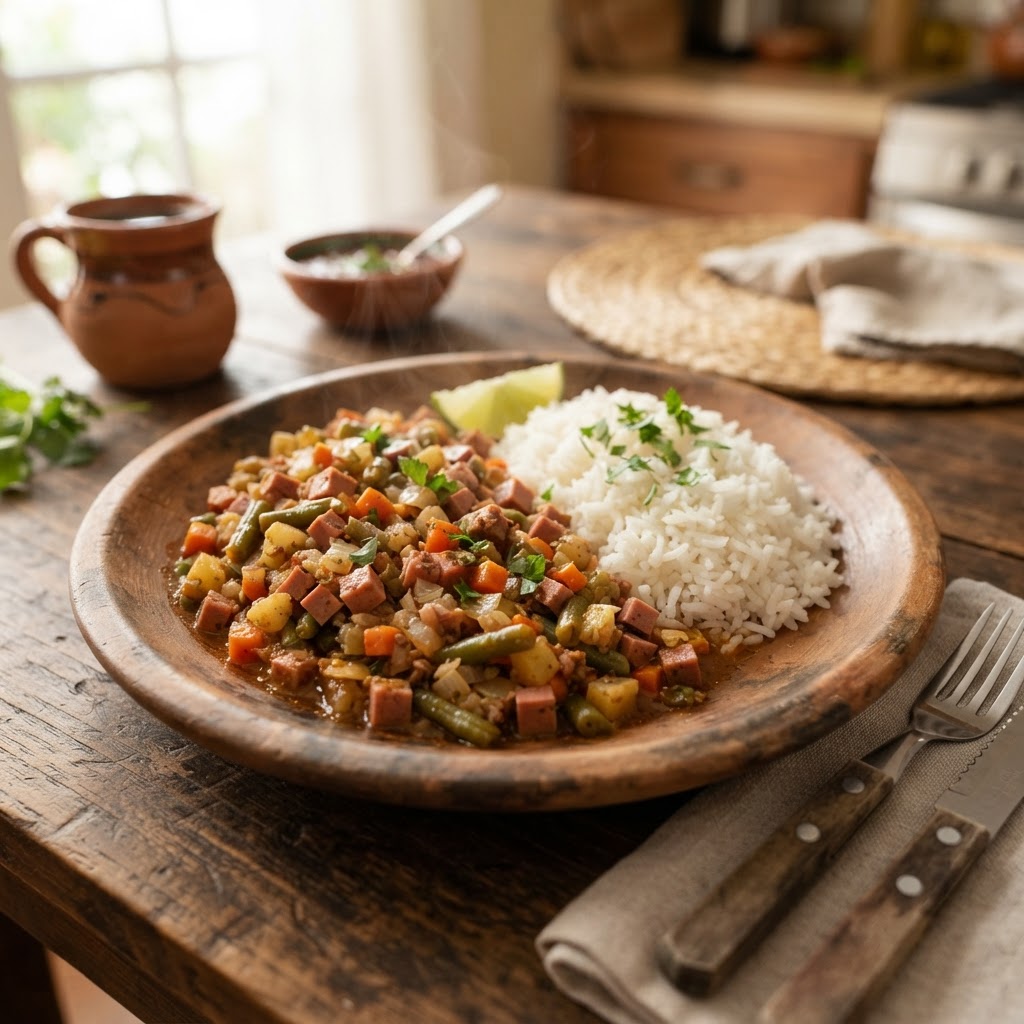 Picadillo de Mortadela con Arroz