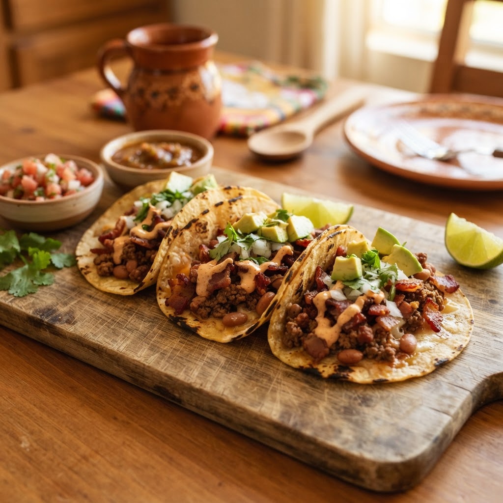 Tacos con Tocineta