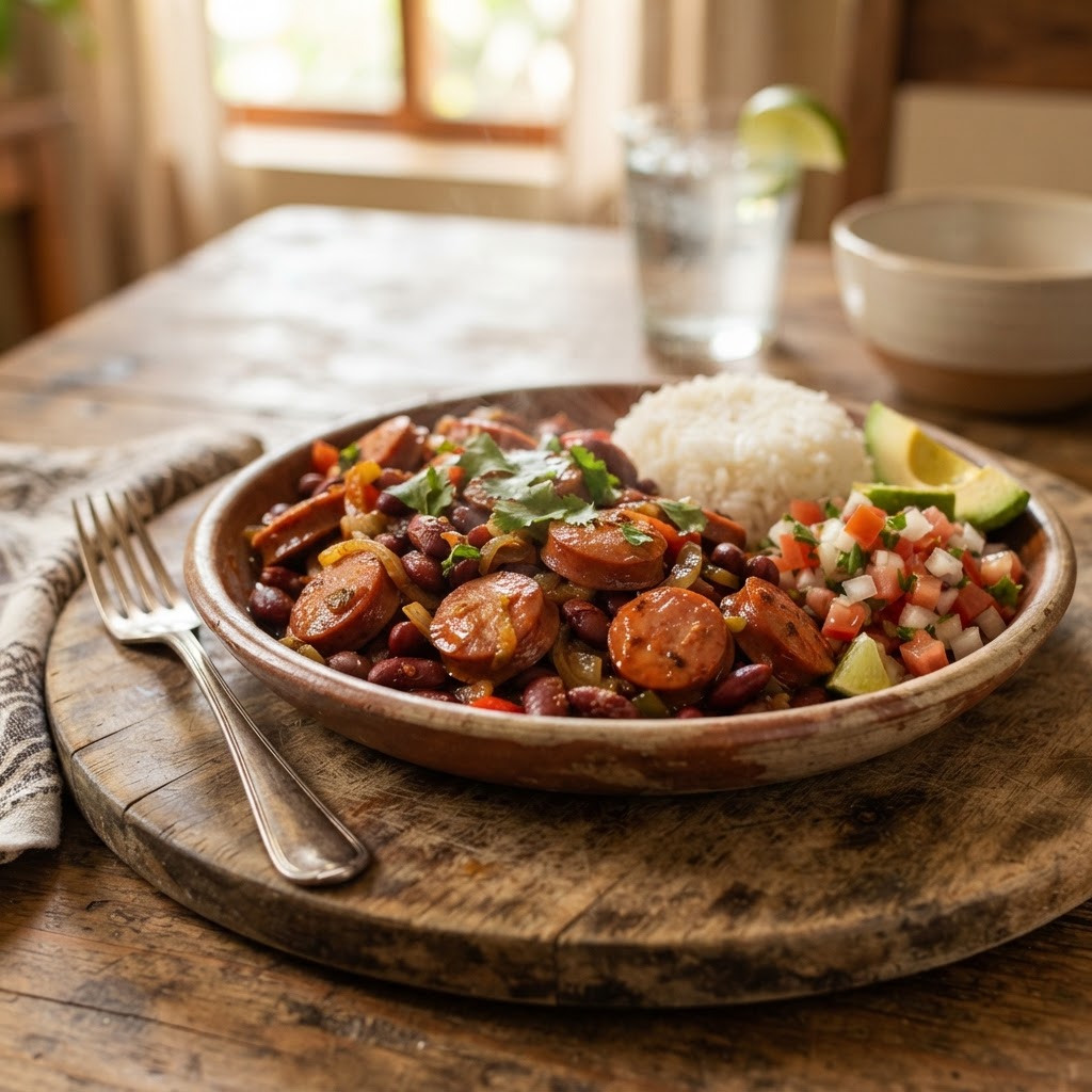 Salteado de Salchicha y Frijoles