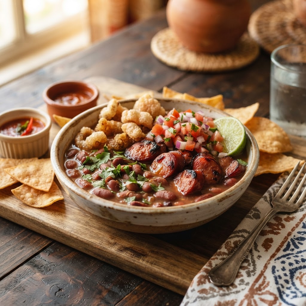Chifrijo de Salchicha Ahumada