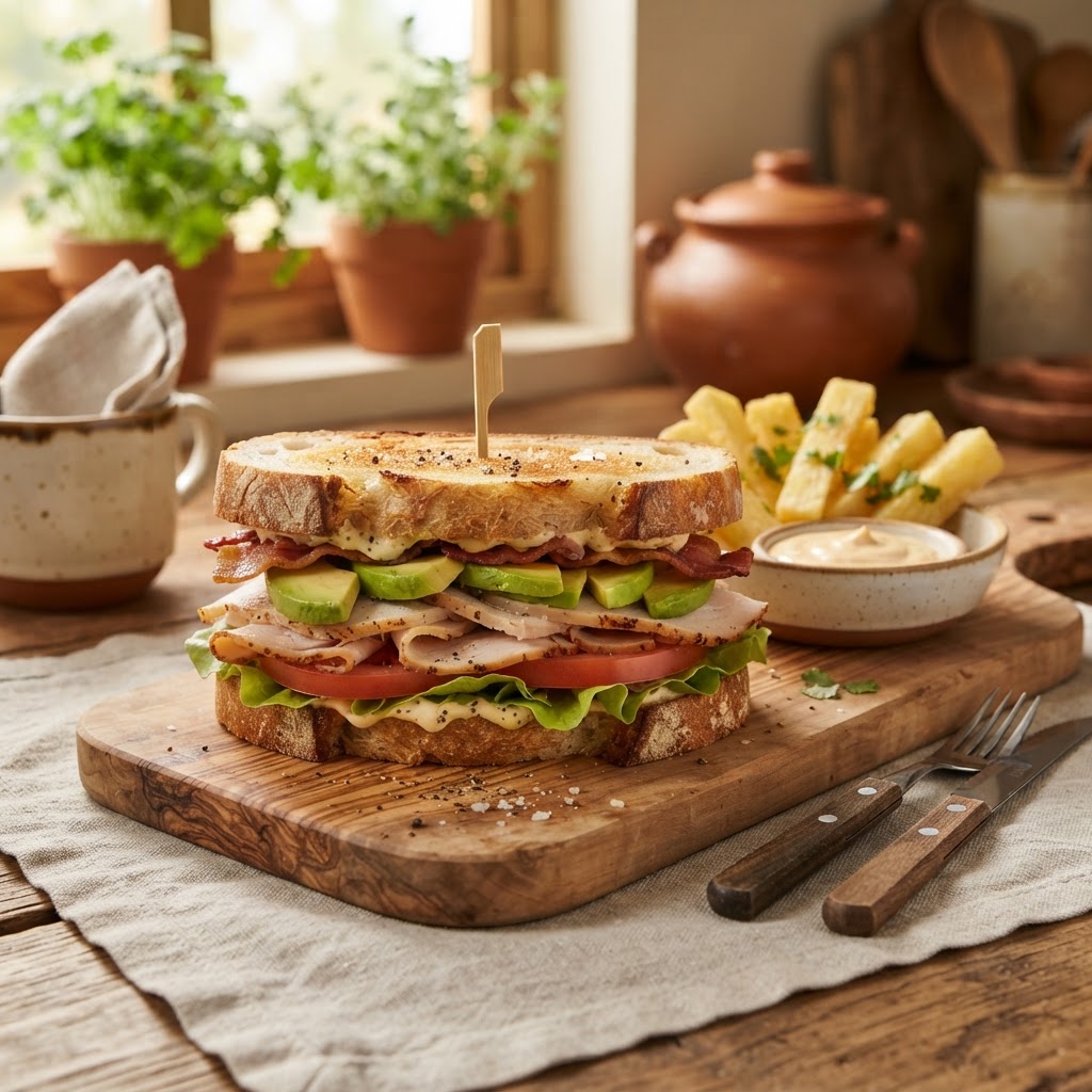 Sándwich de pavo ahumado y aguacate