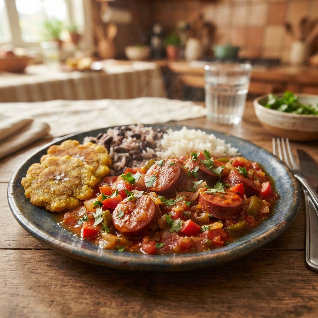Salchichón en salsa tica
