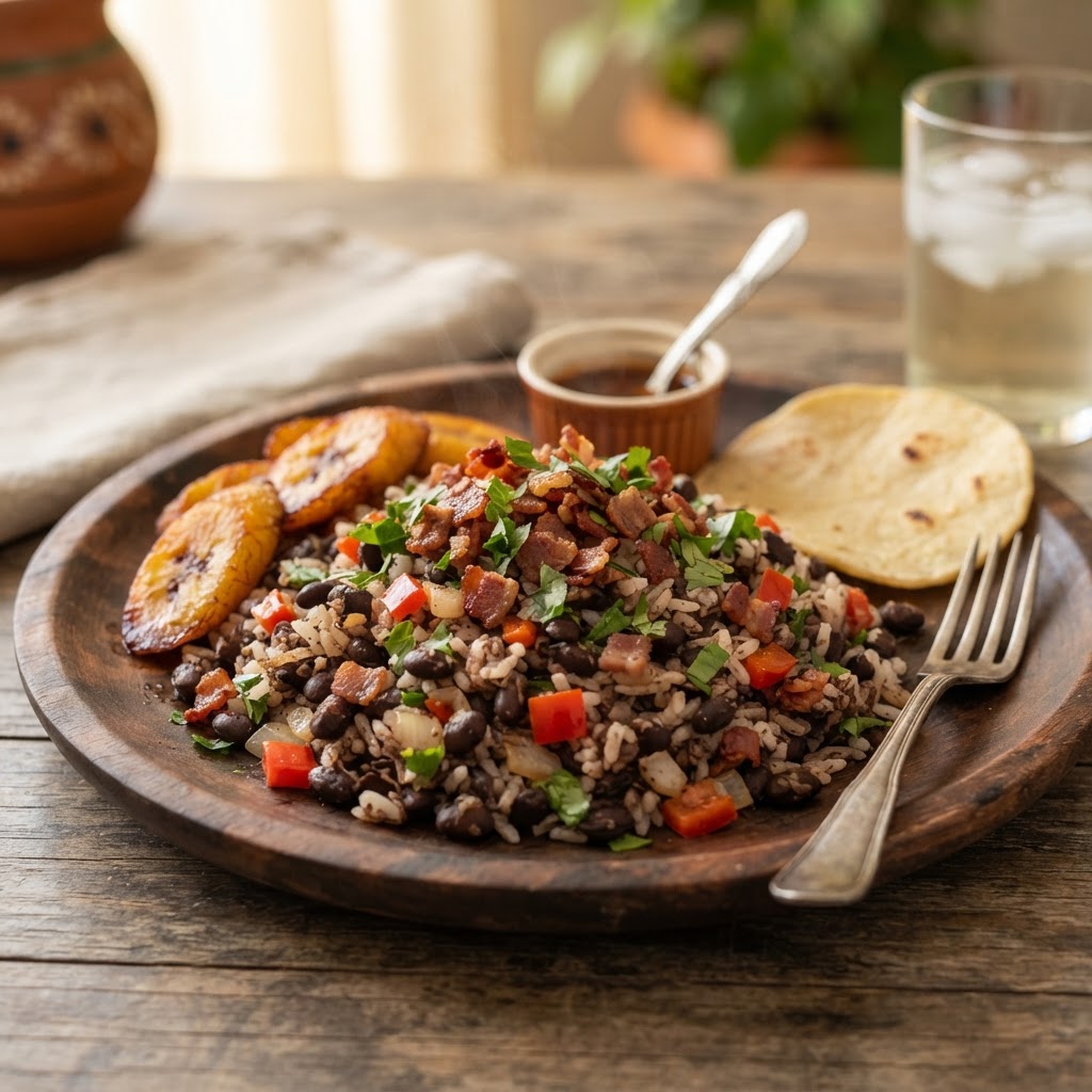 Gallo Pinto con Tocineta