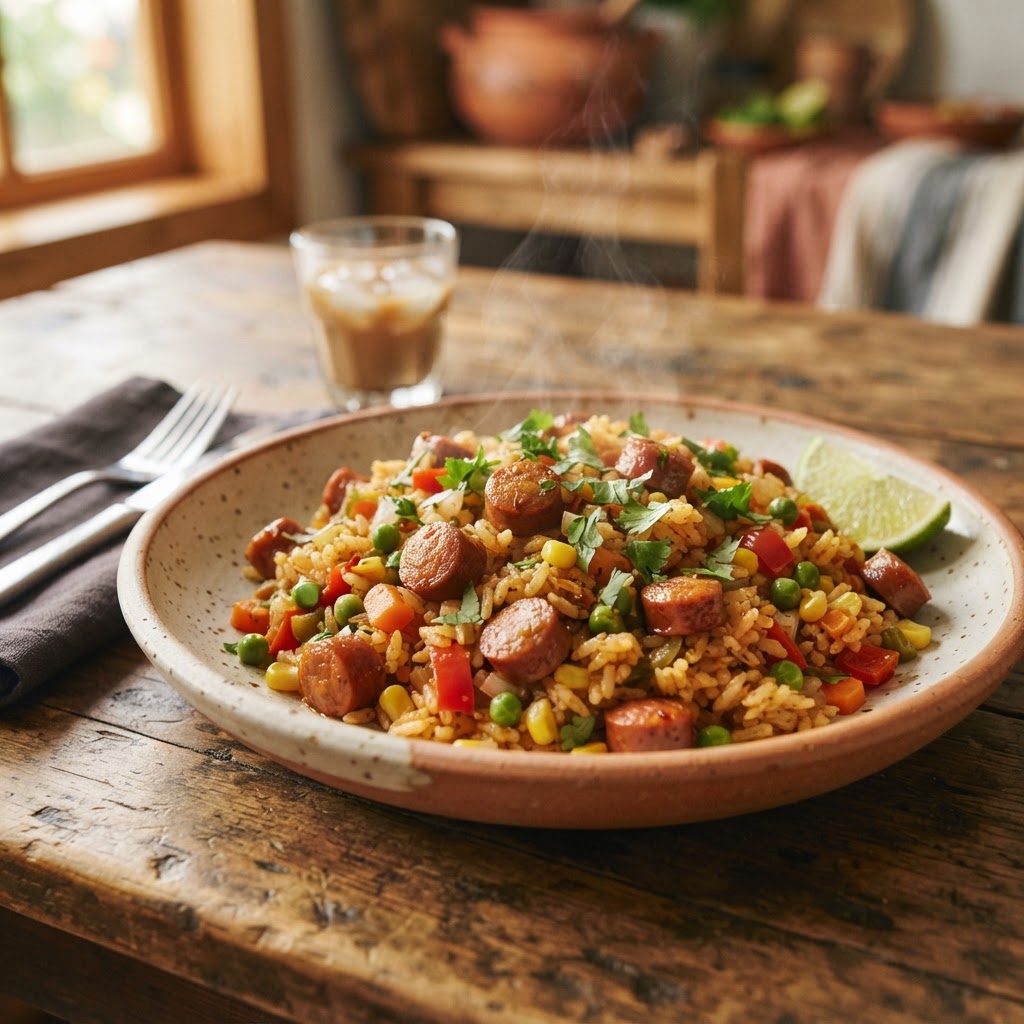 Arroz con Salchichón