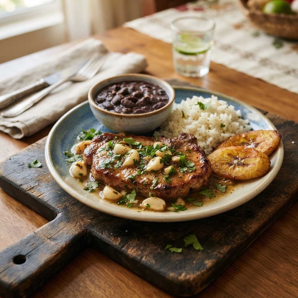 Bistec de Cerdo al Ajillo