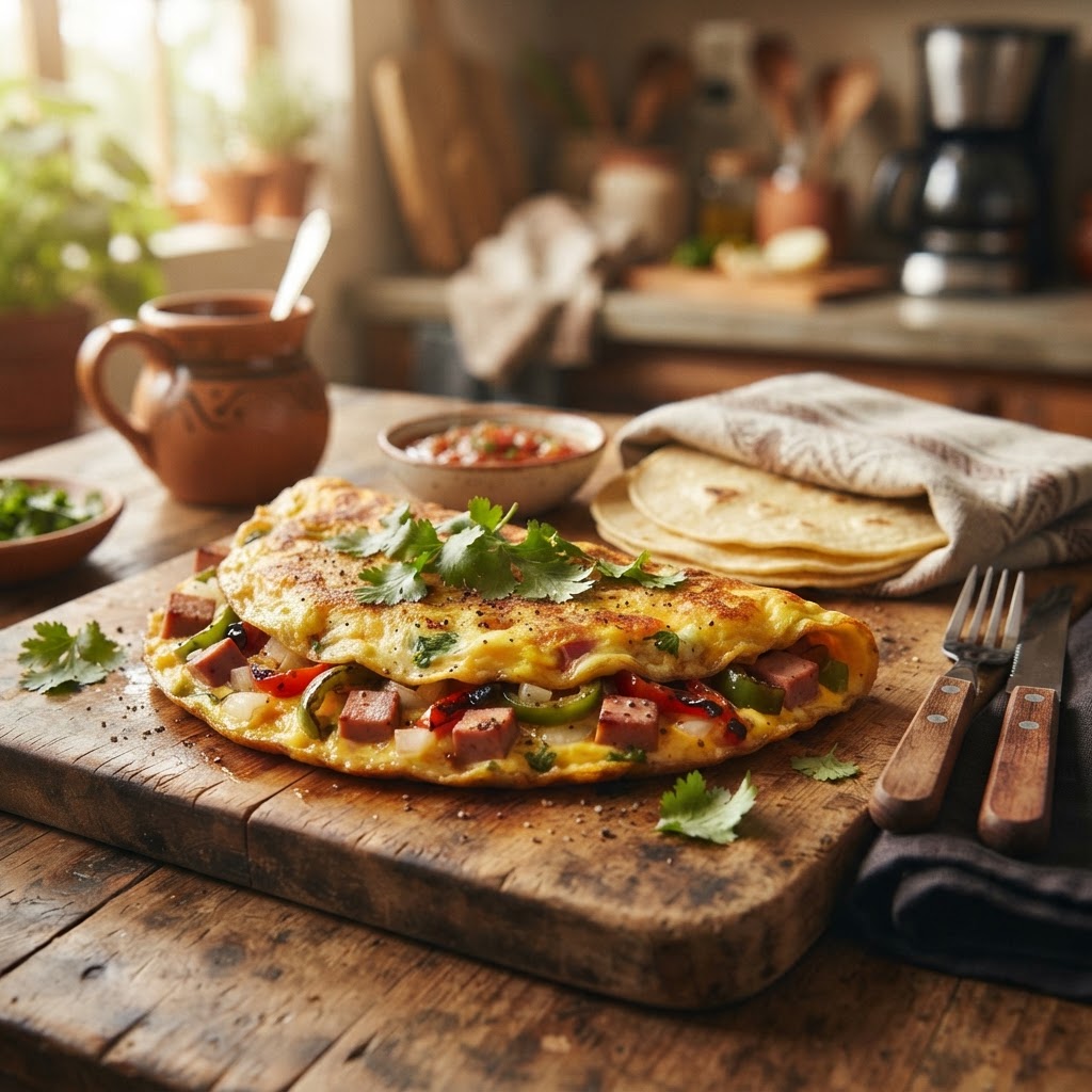 Tortilla de Huevo con Mortadela y Chile