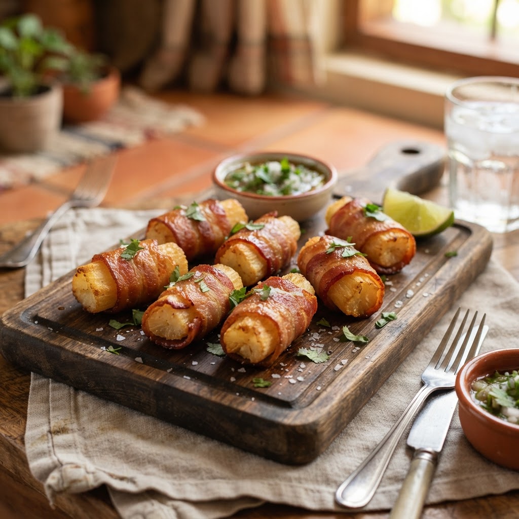 Arrolladitos de Tocineta y Yuca