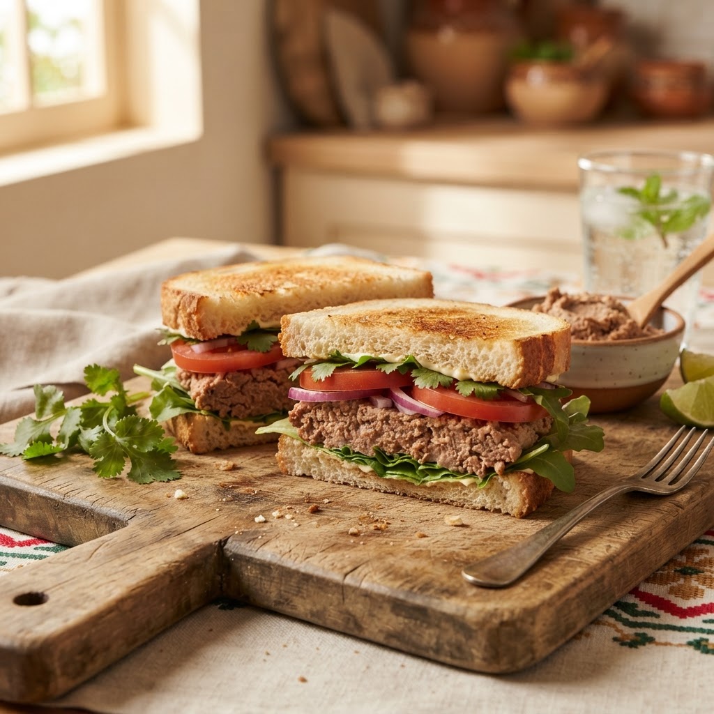 Sándwich de patecito y vegetales