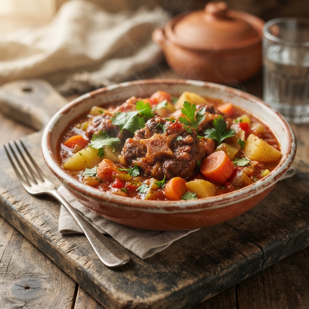 Rabo Guisado con Vegetales